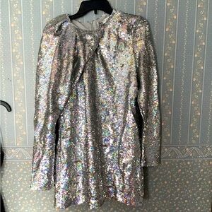 Zara sequin dress puff sleeve NWT Large
